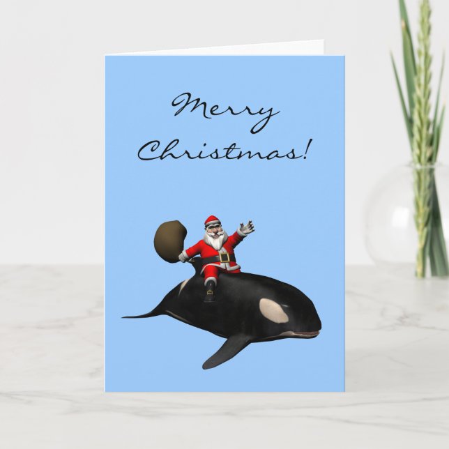Santa Claus auf Orca Feiertagskarte (Vorderseite)