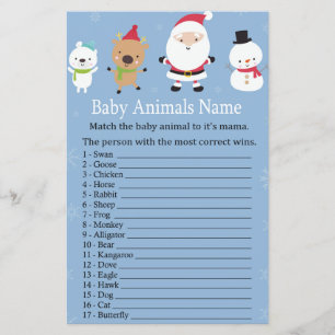 Santa Claus Baby Animals Name Spiel Babydusche