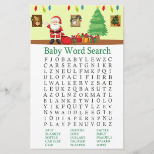 Santa Claus Baby Dusche Word Search Game