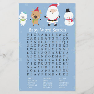 Santa Claus Baby Dusche Word Search Game