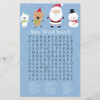 Santa Claus Baby Dusche Word Search Game