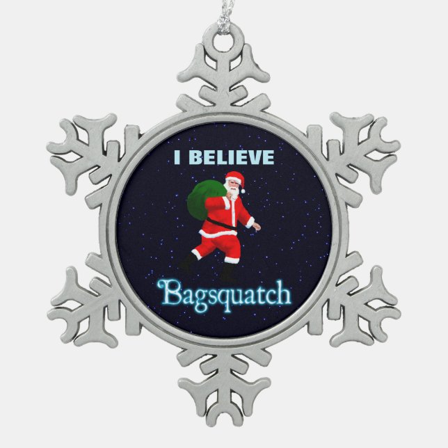 Santa Claus - Bagsquatch Schneeflocken Zinn-Ornament (Vorderseite)