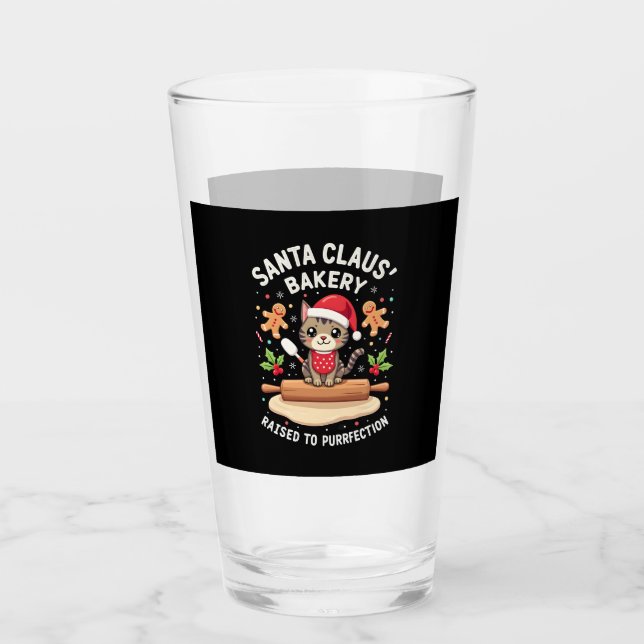 Santa Claus Bakery Kneaded To Purrfection Christma Glas (Vorderseite)
