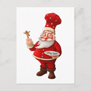 Santa Claus Bakes Gingerbread Men Feiertagspostkarte