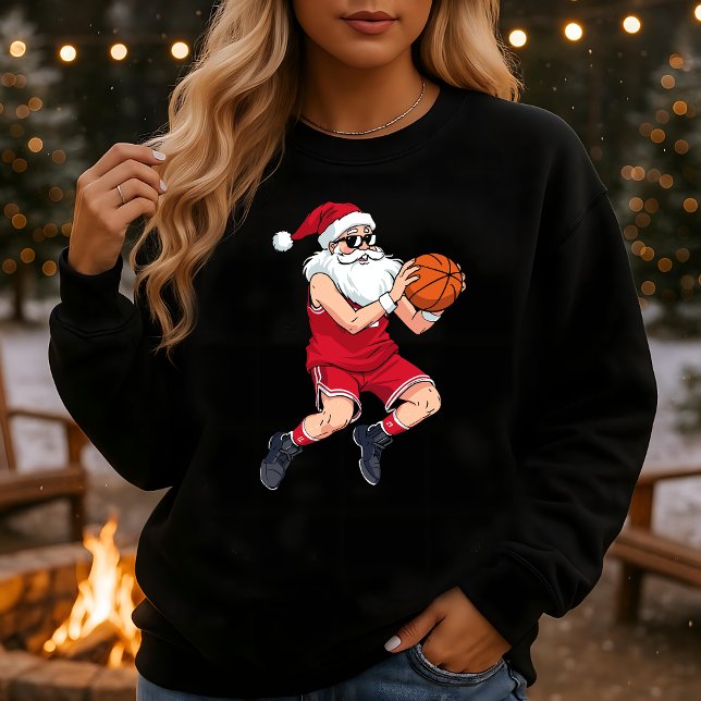 Santa Claus Baller Hoops Christmas Sweatshirt (Von Creator hochgeladen)