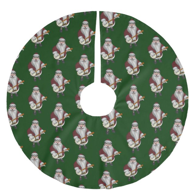 Santa Claus Banjo Polyester Weihnachtsbaumdecke (Vorderseite)