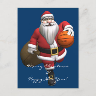 Santa Claus Basketball-Spieler Feiertagspostkarte