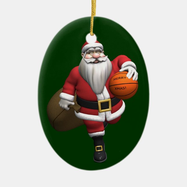 Santa Claus Basketball-Spieler Keramik Ornament (Vorne)