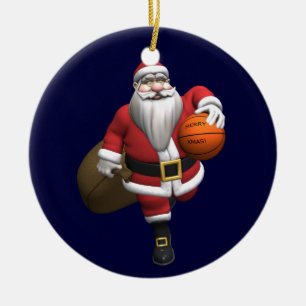 Santa Claus Basketball-Spieler Keramikornament
