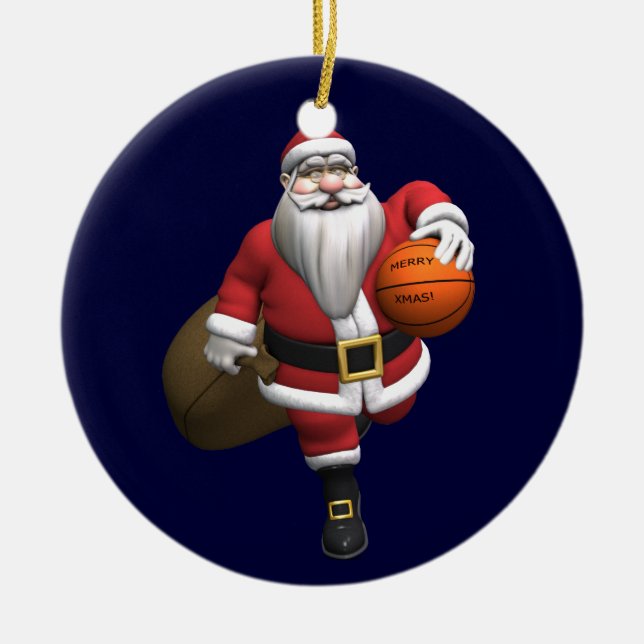 Santa Claus Basketball-Spieler Keramikornament (Vorne)