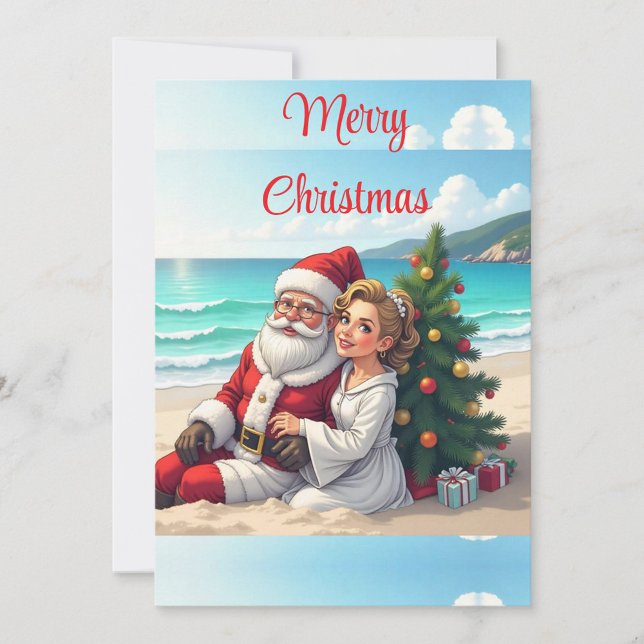 Santa Claus Beach Urlaub Feiertagskarte (Spread joy, share cheer, merry everything and a happy always!)