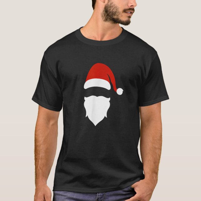 Santa Claus Beard Hat Ugly Weihnachtshemd T-Shirt (Vorderseite)