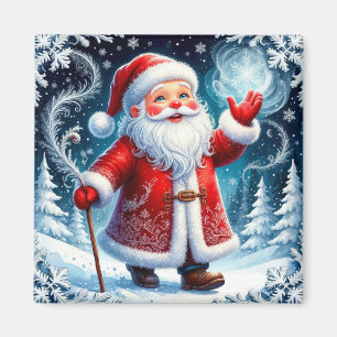 Santa Claus beim Schlittschuhlaufen durch eine sch Magnet