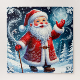 Santa Claus beim Schlittschuhlaufen durch eine sch Puzzle
