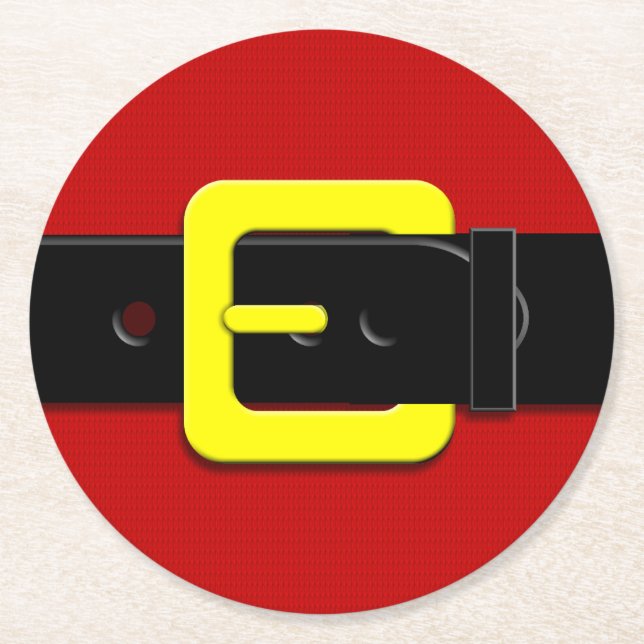 Santa Claus Belt Runder Pappuntersetzer (Vorderseite)