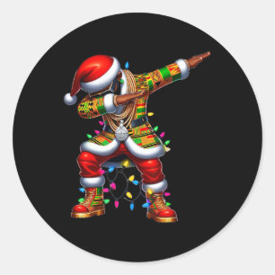 Santa Claus Black African American Xmas Pajamas 0 Runder Aufkleber