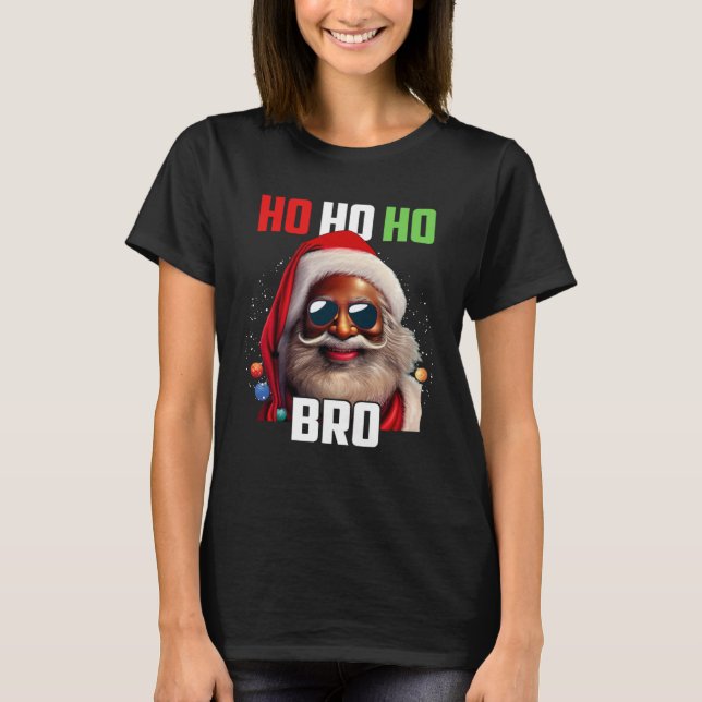 Santa Claus Black Afro African American Ho Ho Ho C T-Shirt (Vorderseite)