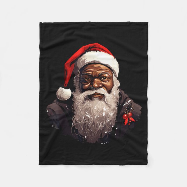 Santa Claus Black Christmas Xmas Santa Afro Africa Fleecedecke (Vorderseite)