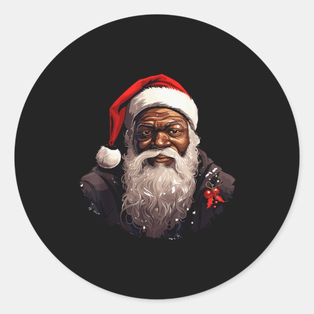 Santa Claus Black Christmas Xmas Santa Afro Africa Runder Aufkleber (Vorderseite)