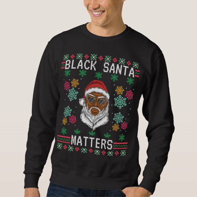 Santa Claus Black Matters Christmas Pajama Familie Sweatshirt (Vorderseite)