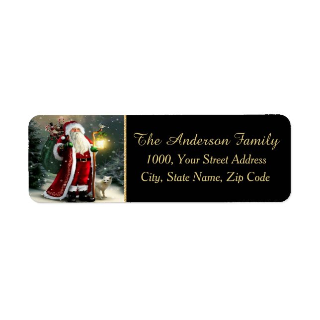 Santa Claus Black Return Address Label (Vorne)