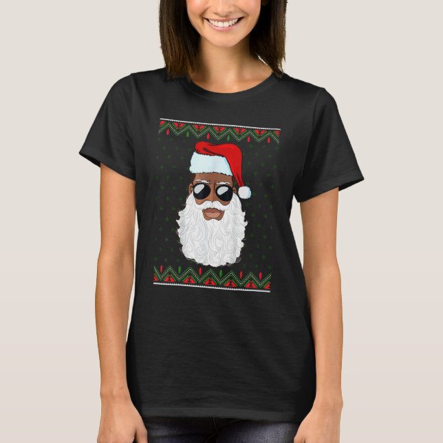Santa Claus Black Xmas Santa Afro African American T-Shirt (Vorderseite)
