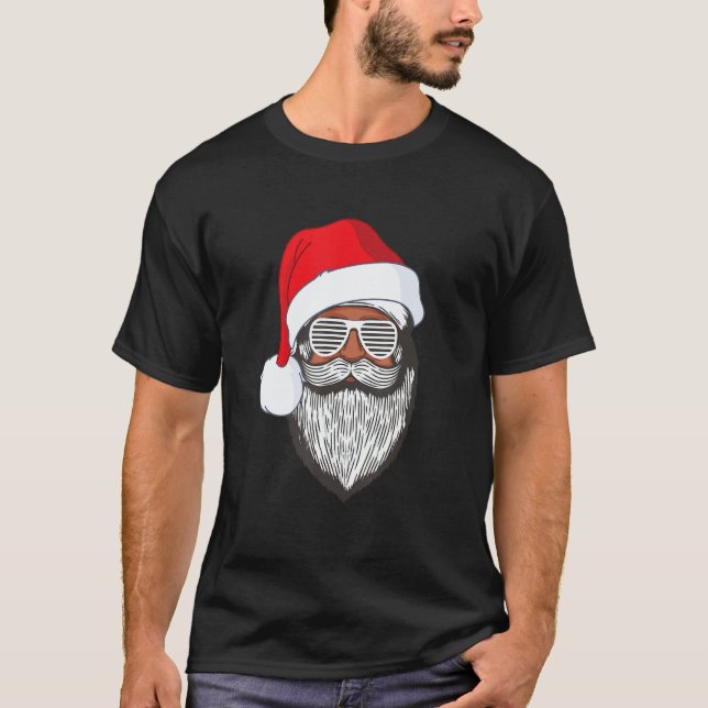 Santa Claus Black Xmas Santa Afro African American T-Shirt (Vorderseite)