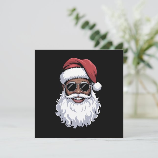 Santa Claus Black Xmas Santa Afro American Einladung (Stehend Vorderseite)