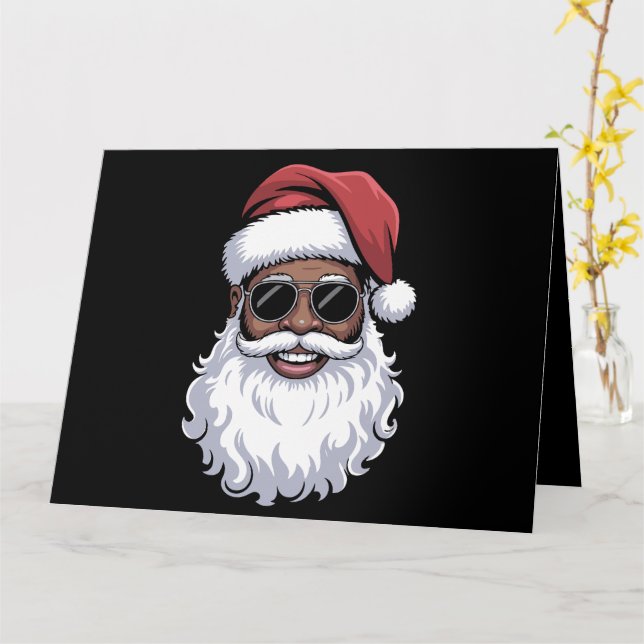 Santa Claus Black Xmas Santa Afro American Karte (Gelbe Blume)