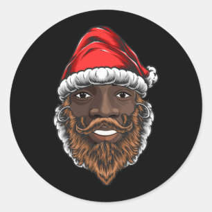 Santa Claus Black Xmas Santa Afro American Runder Aufkleber