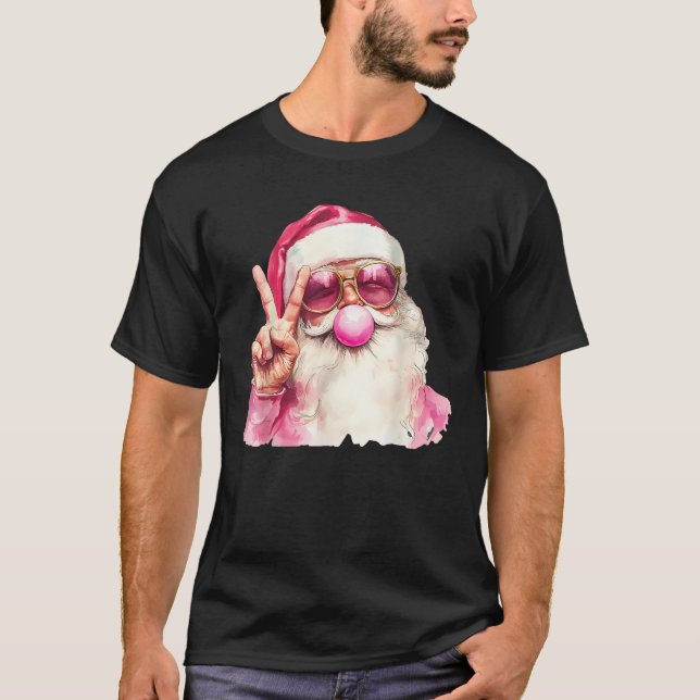 Santa Claus Blasebalgum Pink Sonnenbrille Chr T-Shirt (Vorderseite)