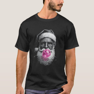 Santa Claus blasen rosa Blase Gum Funny Christma T-Shirt