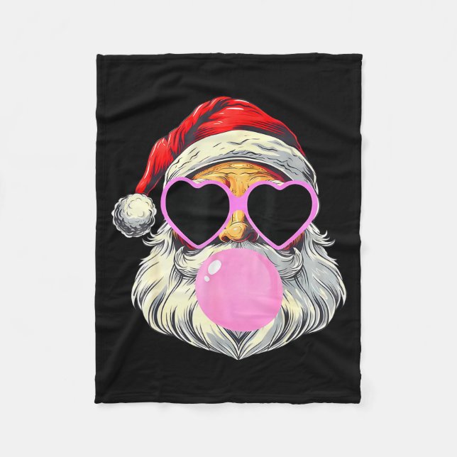 Santa Claus Blowing Bubble Gum Nk Sungles Christma Fleecedecke (Vorderseite)
