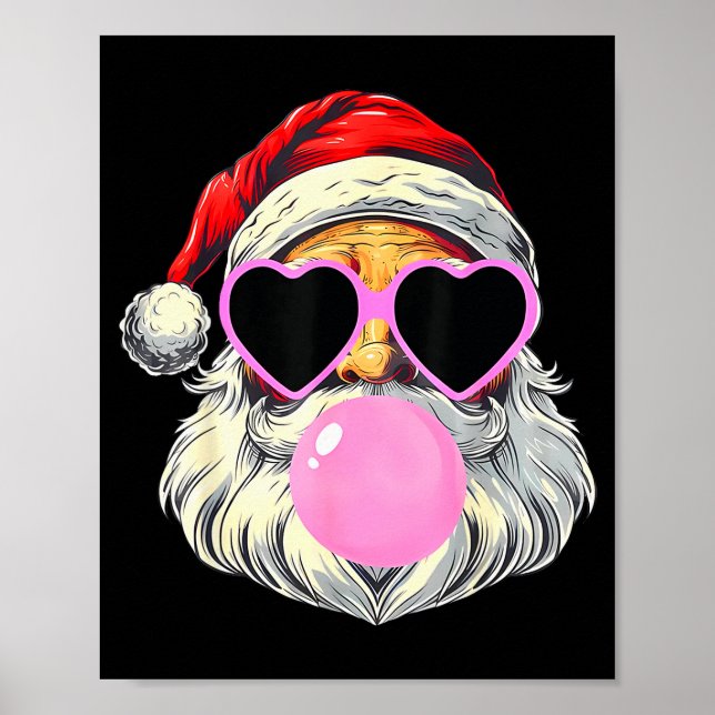Santa Claus Blowing Bubble Gum Nk Sungles Christma Poster (Vorne)