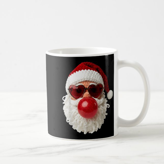 Santa Claus Blowing Yarn Crochet Bubble Gum Heart  Kaffeetasse (Rechts)