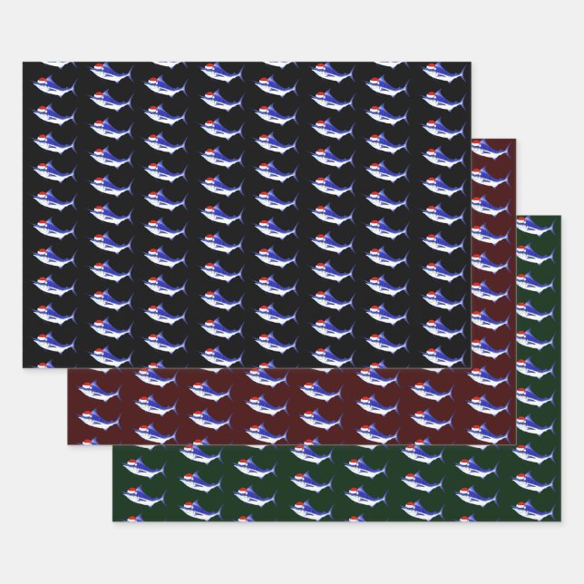 Santa Claus Blue Marlins Geschenkpapier Set (Set)