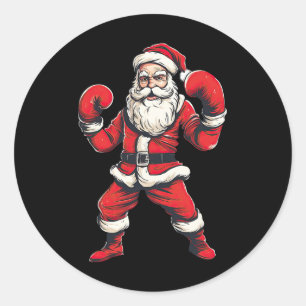 Santa Claus Boxer Boxing Kickboxing Weihnachtsmart Runder Aufkleber