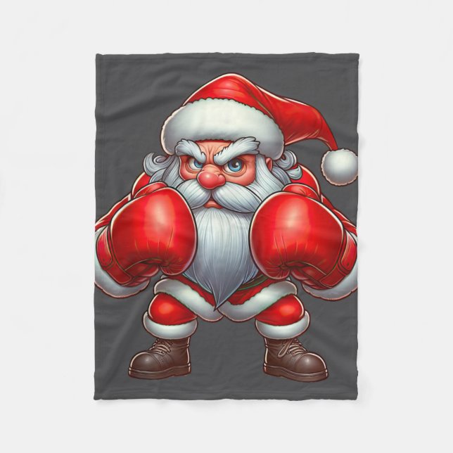 Santa Claus Boxing Boxer Frohe Weihnachten Xm Fleecedecke (Vorderseite)