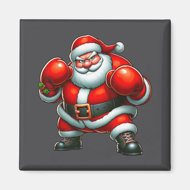 Santa Claus Boxing Boxer Frohe Weihnachten Xm Magnet (Vorne)