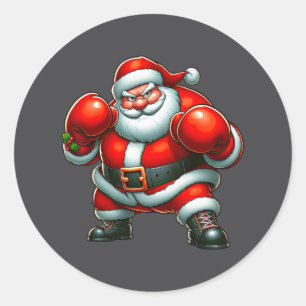 Santa Claus Boxing Boxer Frohe Weihnachten Xm Runder Aufkleber