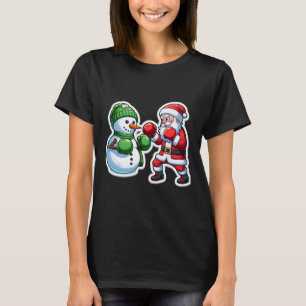 Santa Claus Boxing Snowman Weihnachten T-Shirt