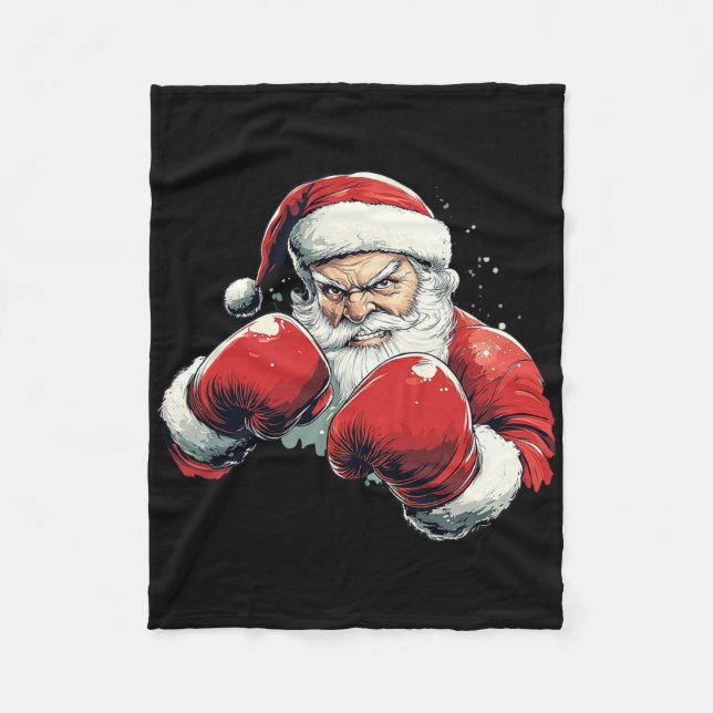Santa Claus Boxing - Weihnachtsmann mit Boxhandsch Fleecedecke (Vorderseite)