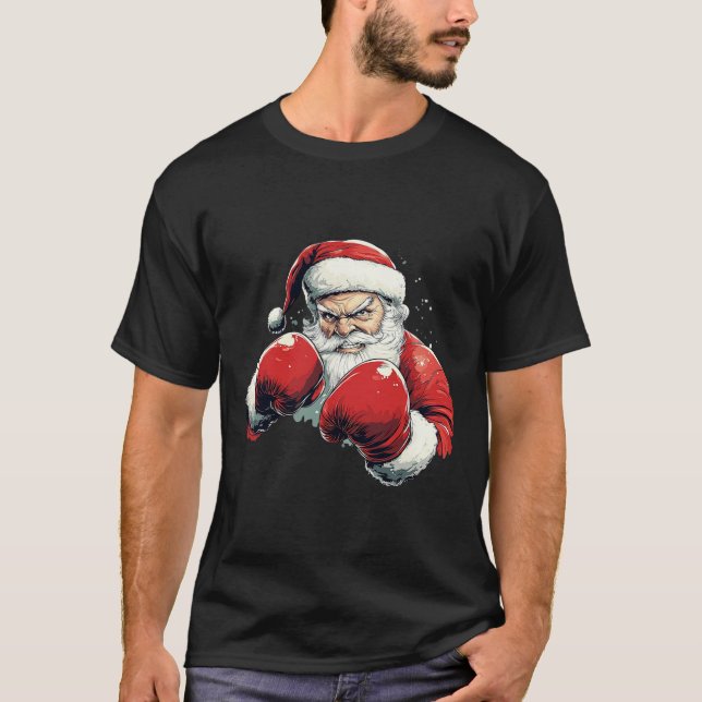 Santa Claus Boxing - Weihnachtsmann mit Boxhandsch T-Shirt (Vorderseite)