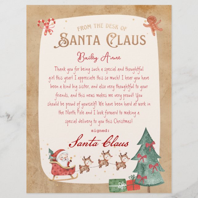 Santa Claus Brief von Santa Sled Printable (Vorderseite)