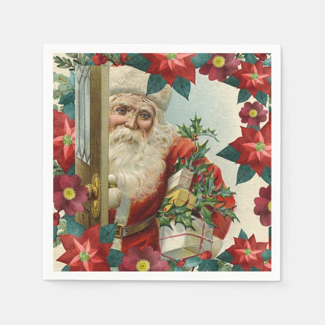 Santa Claus bringing gifts and presents Serviette (Vorderseite)