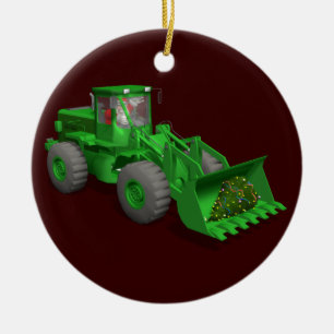 Santa Claus Bulldozer Operator Keramikornament