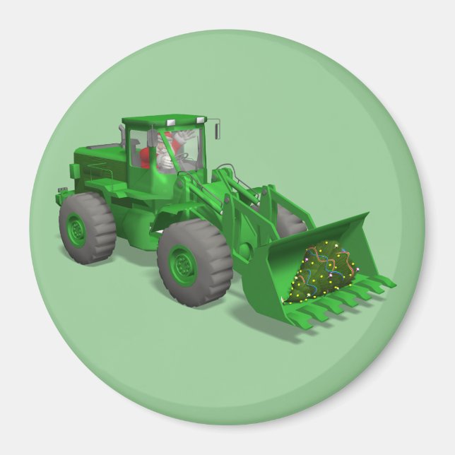 Santa Claus Bulldozer Operator Magnet (Vorne)