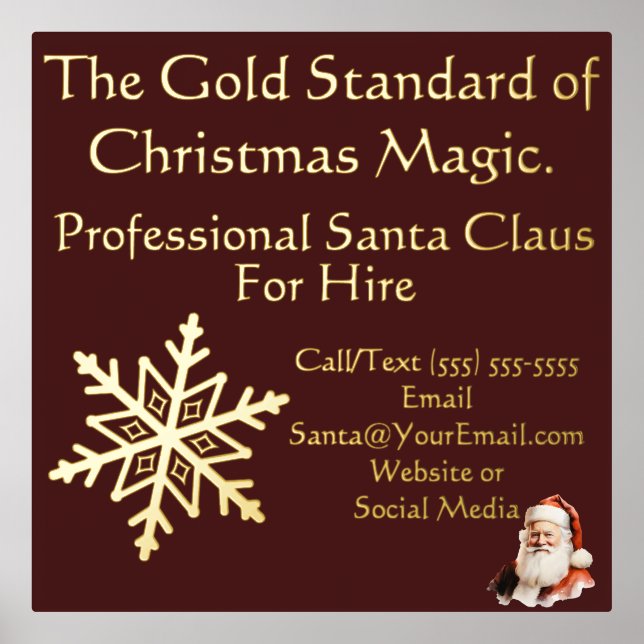 Santa Claus Business Card Gold Foliendrucke (Vorderseite)