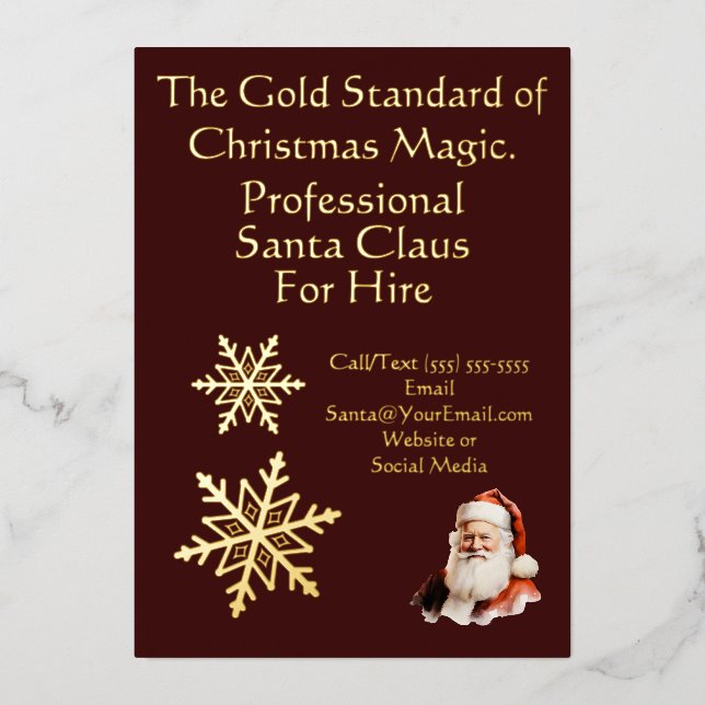 Santa Claus Business Card Gold Folieneinladung (Vorderseite)