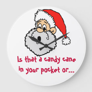 Santa Claus Candy Cane Pocket Joke Große Wanduhr